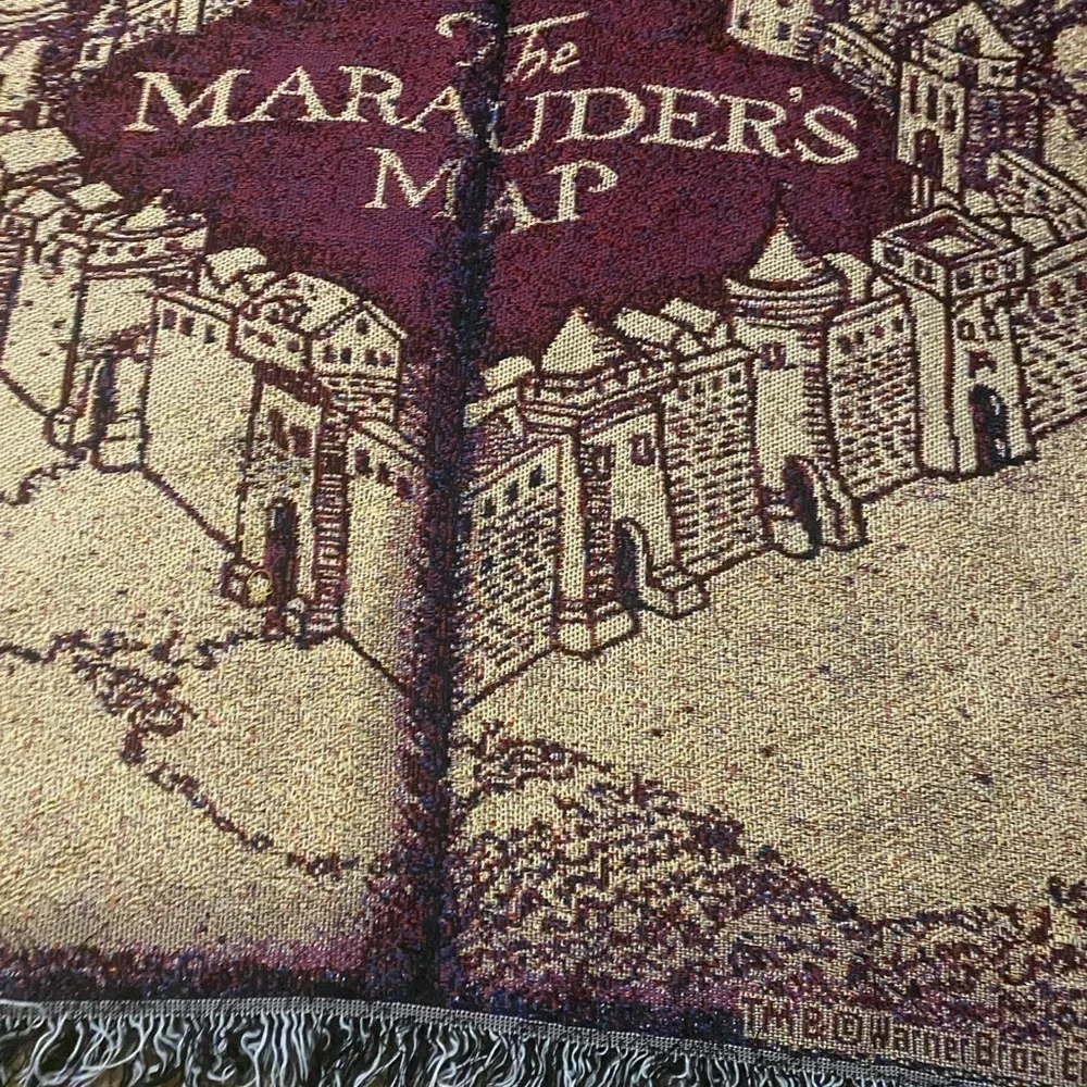 Harry Potter Marauder's Map Woven Tapestry Throw Blanket American Made 48 x 60